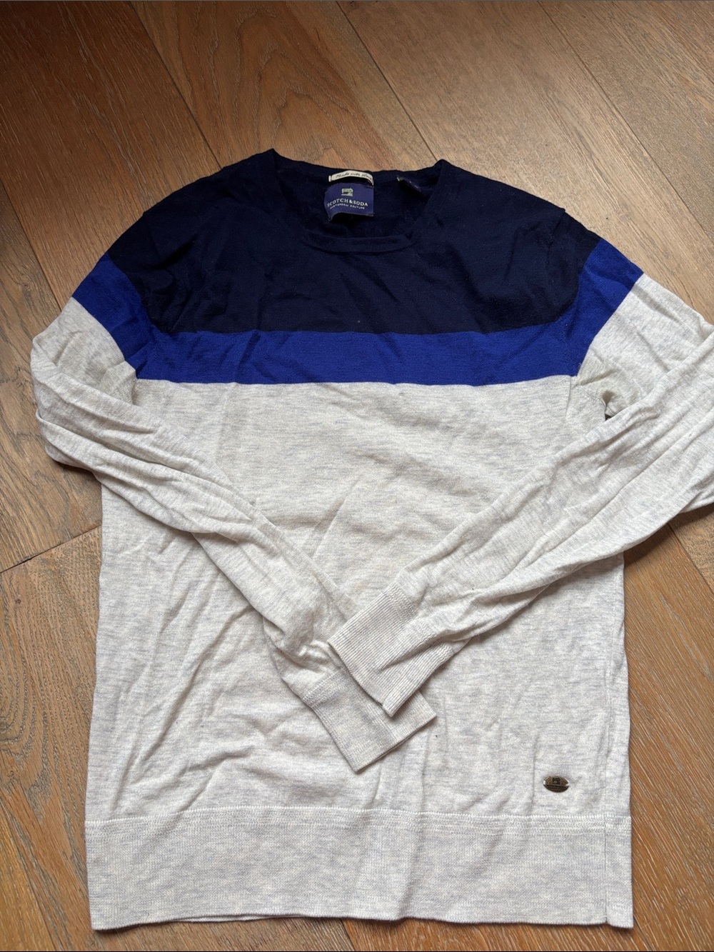 Scotch & Soda Navy, Royal Blue & Light Gray Colorblock Sweater